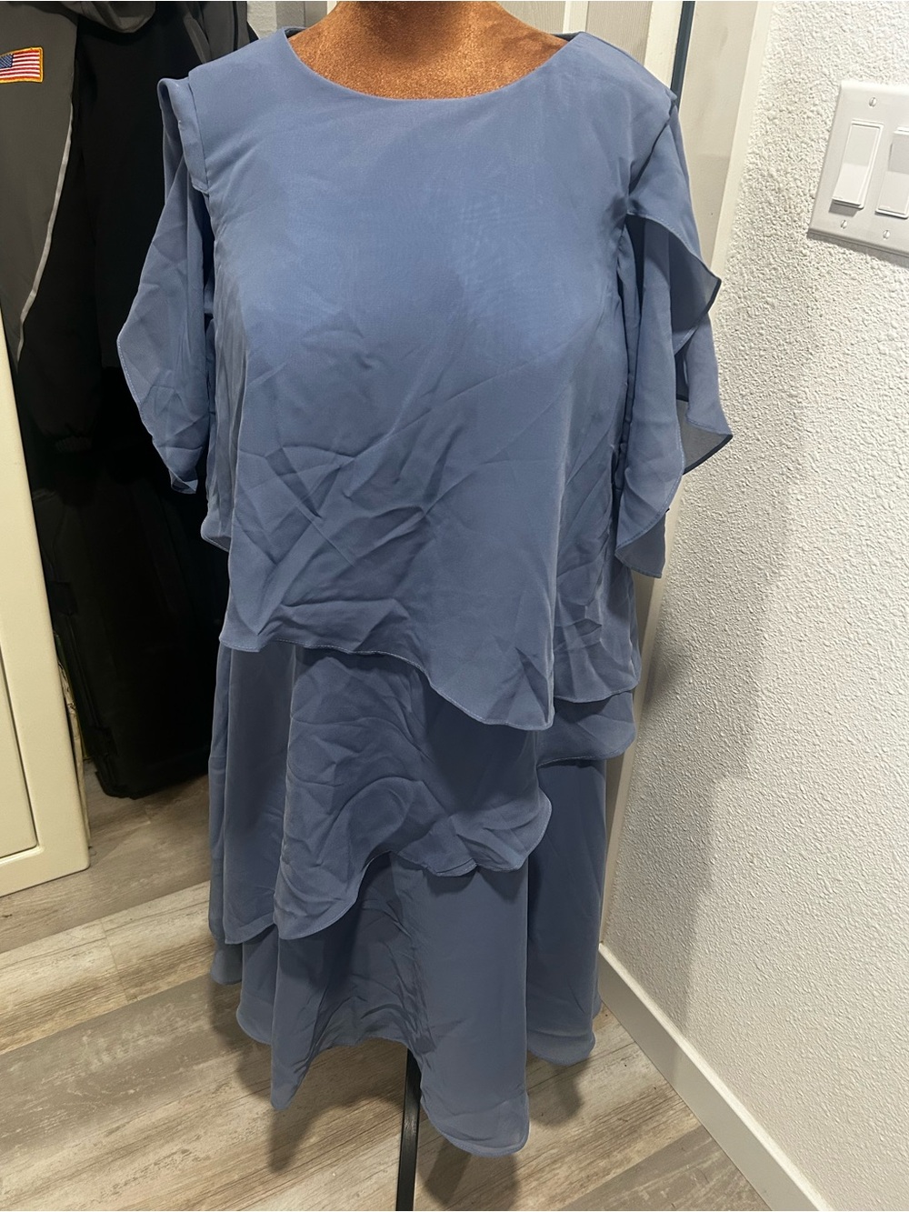 Layered Dusty Blue Chiffon Dress